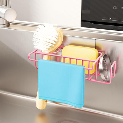 HapiRm 4 in 1 Sink Caddy Sponge Holder, SUS304 Stainless Steel Kitchen Brush Holder and Dish Cloth Hanger, Kitchen Organizers and Storage Essentials - Silver