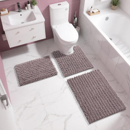 Yimobra Bathroom Rugs Non Slip Washable - Ultra Soft Absorbent Chenille Bath Mat, Quick Dry Shaggy Floor Carpet for Tub Shower, Gray Home Decor Accessories, 24x17 Inch