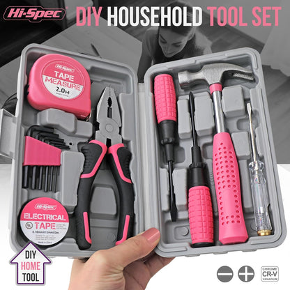 Hi-Spec Tool Kit Yellow 20pc. Small Tool Kit for Home DIY & Office Repairs. Compact and Lightweight Essential Tools in a Portable Book-Sized case.