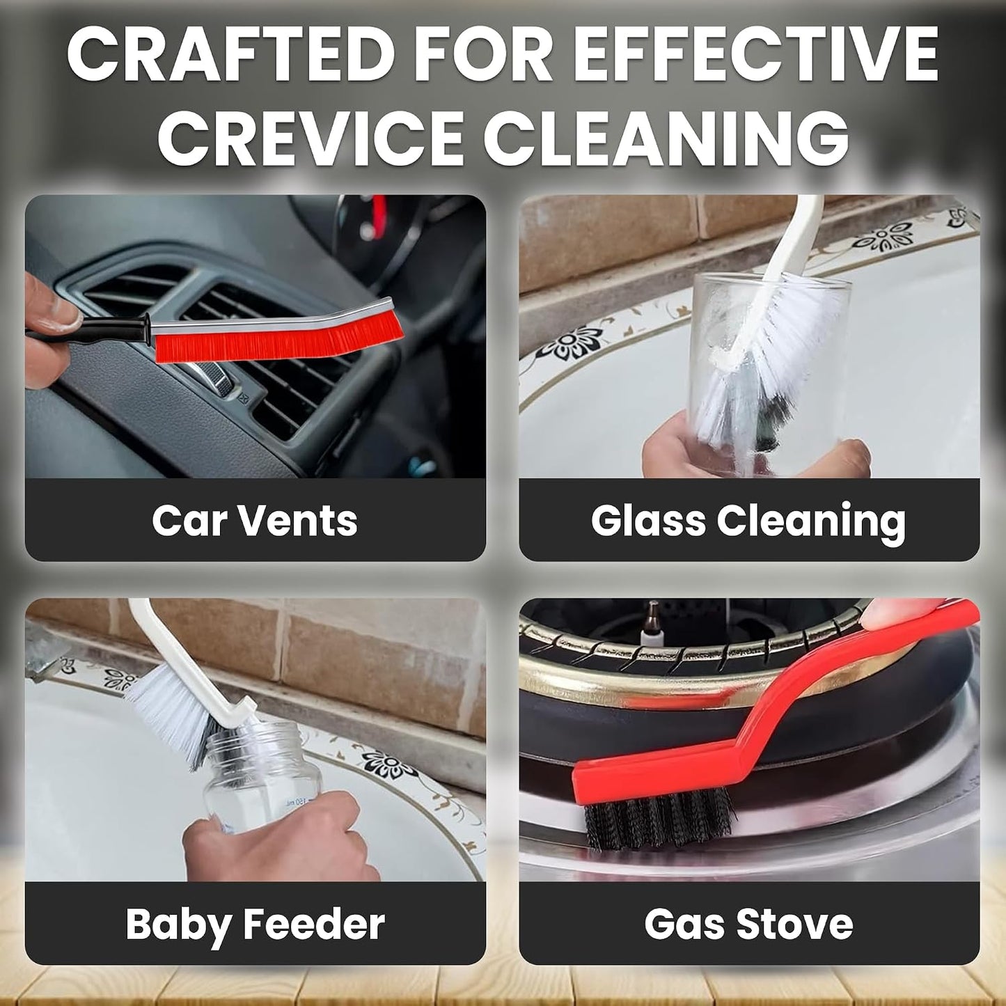 14 Pcs Crevice Cleaning Brush Set – Hard Bristle Cleaning Tools for Grout, Tile Floors, Gaps & Narrow Spaces – Multi-Purpose Grout Scrub Brush for Cleaning Bathroom, Shower, Window Tracks, Kitchen