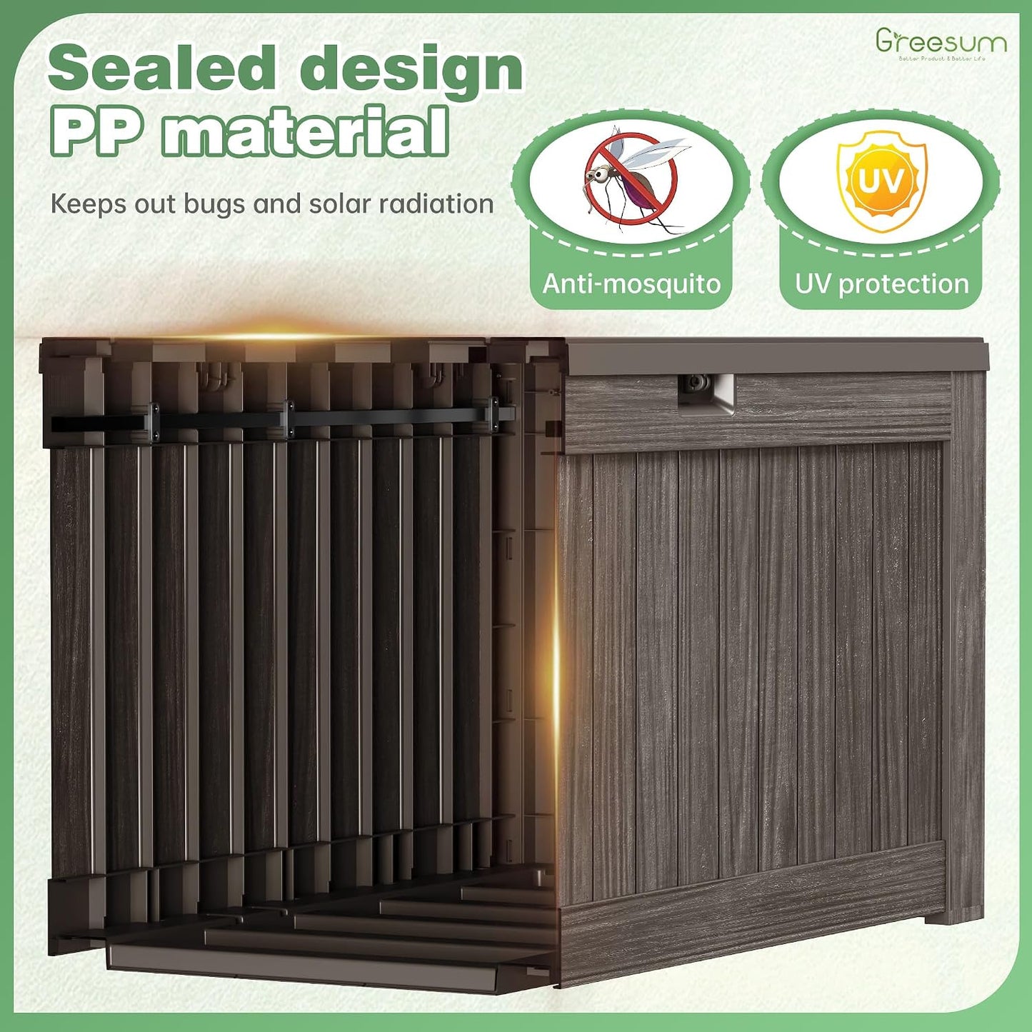 Greesum Outdoor Storage Box 31 Gallon Storage Box with Lid for Patio Furniture, Garden Tools, Pool Supplies, Waterproof and UV Resistant, Lockable, Dark Black