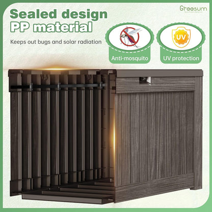 Greesum Outdoor Storage Box 31 Gallon Storage Box with Lid for Patio Furniture, Garden Tools, Pool Supplies, Waterproof and UV Resistant, Lockable, Dark Black