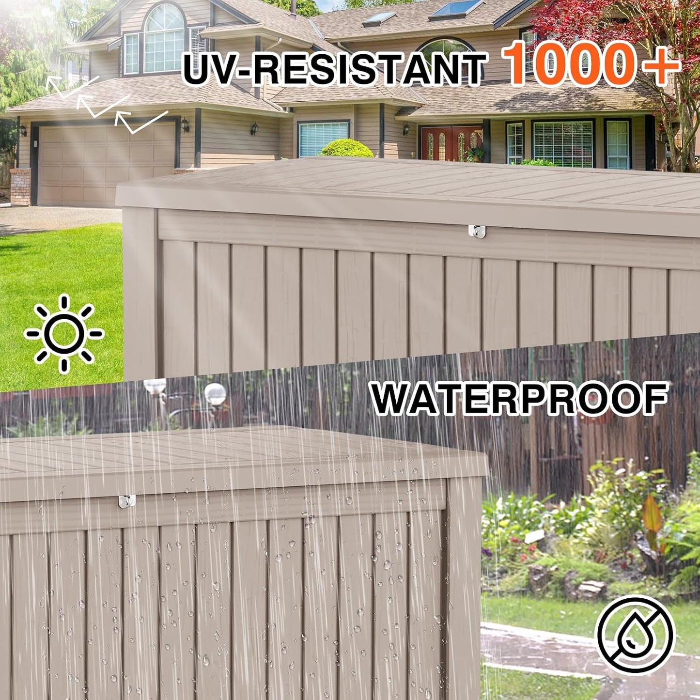 Outdoor Storage Box 325GAL Waterproof Resin Deck Box,Pool Accessories Supplies，UV-Resistant Lockable Package Delivery Bin for Garden Tools,Large Patio Outside Cushions,Chest,Furniture,Black