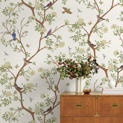 17"x118" Peel and Stick Wallpaper for Renter Friendly, Removable Wallpaper Peel and Stick, Self-Adhesive Textured Contact Paper for Walls, Cabinets, Countertops(Morning Song of Flowers)