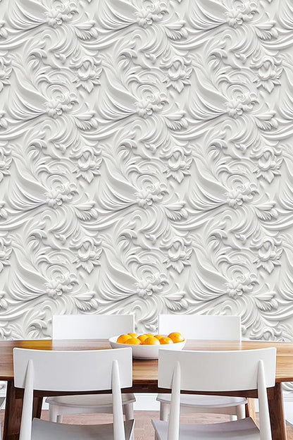 Floral Peel and Stick Wallpaper 3D Effect Interior Wall Décor Contact Paper Self Adhesive Removable Renter Friendly for Bedroom Living Cabinet Room 17.7in x 9.8ft (Not Textured Wallpaper