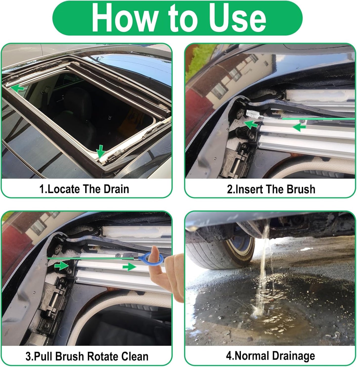 Auto Sunroof Drain Cleaning Tool, 120 Inch Flexible Tube Cleaning Brush, Drain Brush Extra Long Pipe Cleaners for Cars, Car Accessories, Car Sunroof Drain Hole Cleaner for Drains, Sewers, Windshields