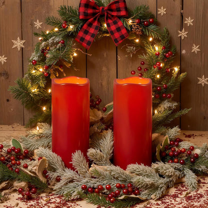 Homemory 6" 8" 10" x 4" Waterproof Outdoor Flameless Candles, Battery Operated Flickering LED Pillar Candles with Remote and Timers for Indoor, Plastic, Ivory White