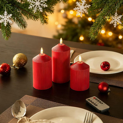 LUSHARBOR Flameless Candles with Remote, 3 Pack Battery Operated Candles Flickering Real Wax LED Fake Pillar Candles with Timer for Wedding Home Party, White