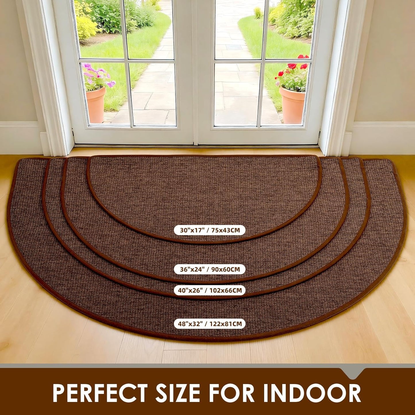 Door Mat 30"x17", Non Slip Washable Door Mat Indoor Entrance, Low Profile Absorbent Entry Rug for Front Door, Entryway, Inside Entrance, Rubber Backing Dirt Trapper Indoor Mat, Khaki