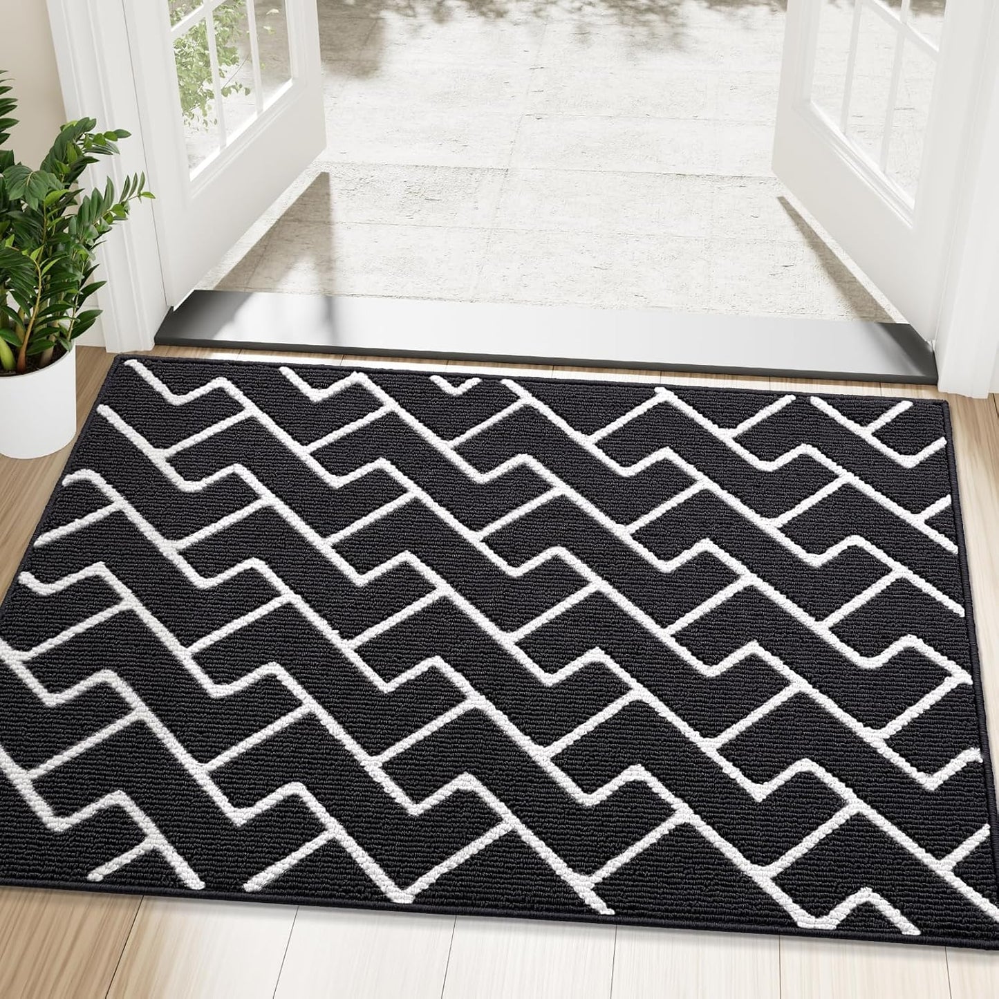 OLANLY Front Door Mat, Non-Slip Rubber Backing, Dirt Resistant and Absorbent, Washable, Easy to Clean Low-Profile Indoor Doormat for Back Door, Entryway, Inside Entrance, 32x20, Grey