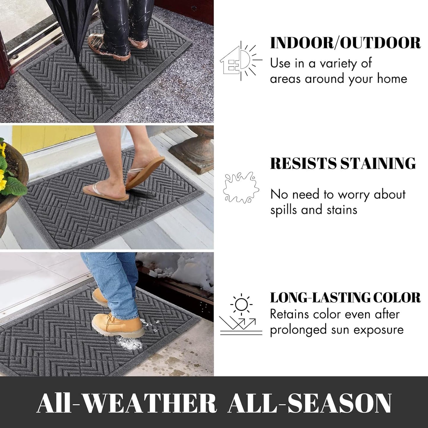 Yimobra Front Door Mat, All-Season Waterproof Outdoor Mat for Entrance with Drainage Holes, Heavy Duty Non-Slip Doormat for Garage Patio Entryway Indoor, 29.5x17, Red