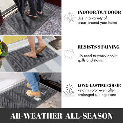 Yimobra Front Door Mat, All-Season Waterproof Outdoor Mat for Entrance with Drainage Holes, Heavy Duty Non-Slip Doormat for Garage Patio Entryway Indoor, 29.5x17, Red