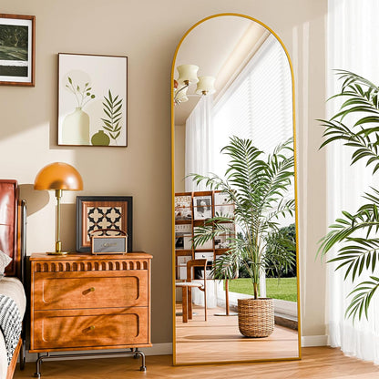 59"x16" Floor Mirror Full Length, Arched Full Length Mirror with Stand, Full Body Mirrors for Bedroom Living Room or Cloakroom Gold