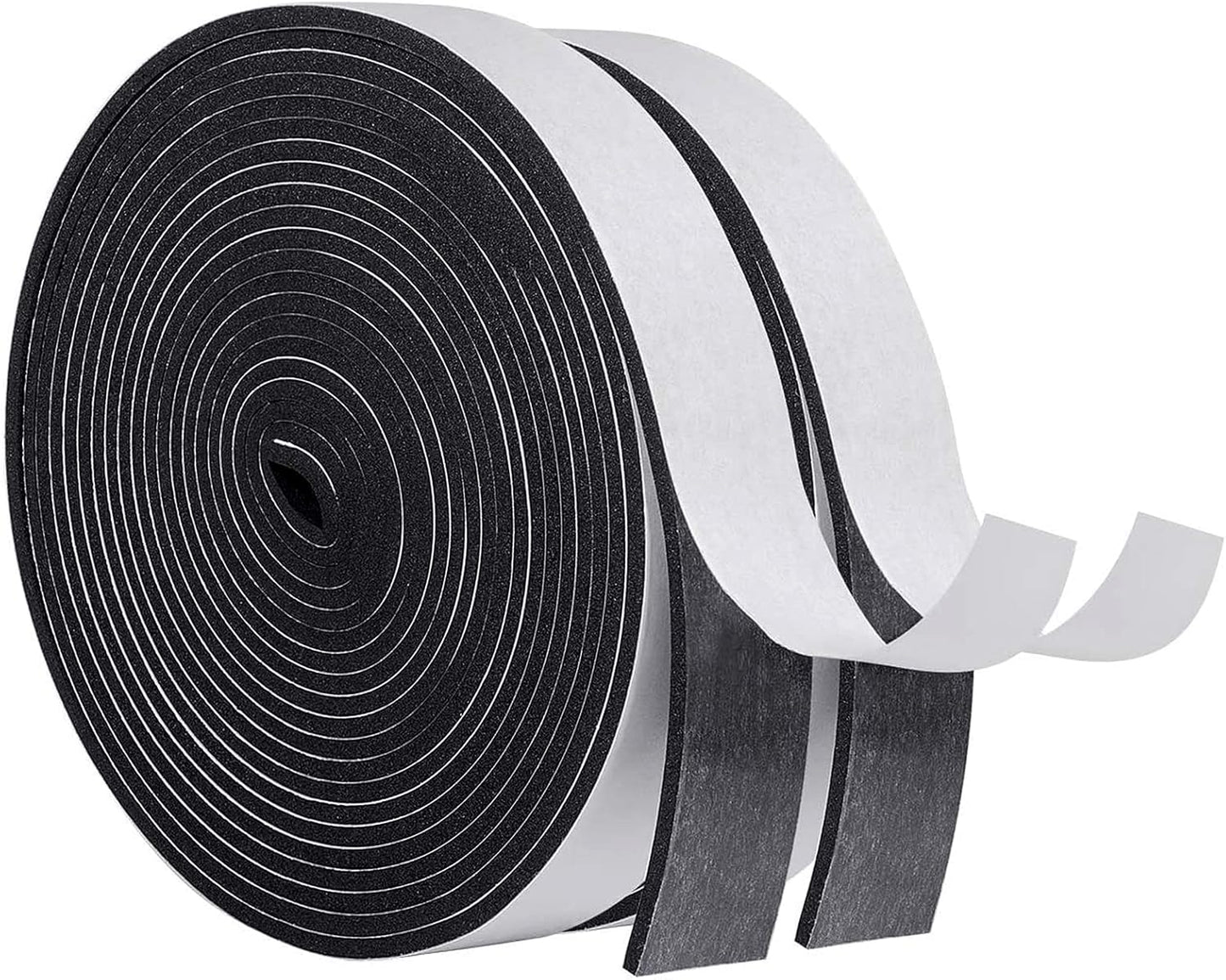 MAGZO Weather Stripping Door Seal, 1/2 Inch Wide X 1/8 Inch Thick Adhesive Foam Tape Soundproof Weatherstripping for Windows, 3 Rolls Total 50FT Black