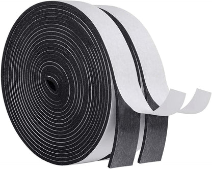 MAGZO Weather Stripping Door Seal, 1/2 Inch Wide X 1/8 Inch Thick Adhesive Foam Tape Soundproof Weatherstripping for Windows, 3 Rolls Total 50FT Black