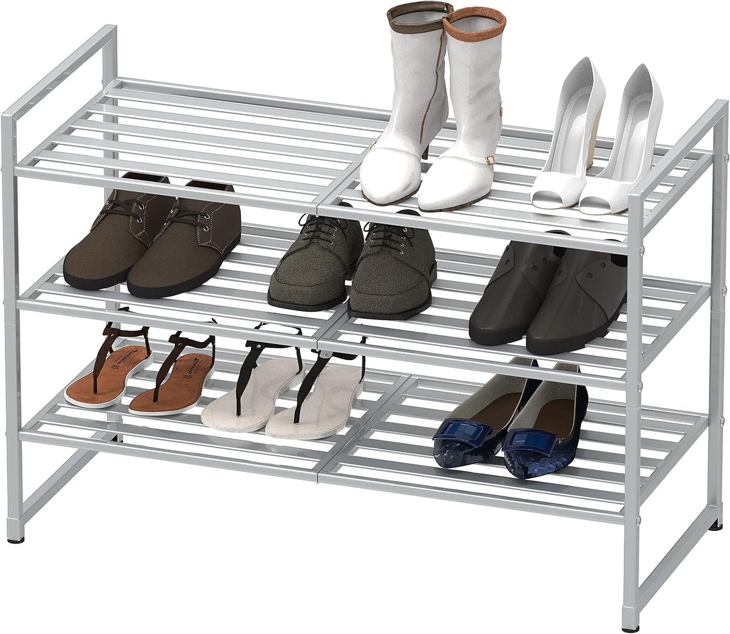 Simple Houseware 3-Tier Stackable Shoes Rack Storage Shelf, Black