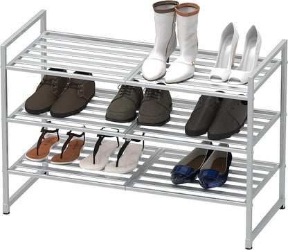 Simple Houseware 3-Tier Stackable Shoes Rack Storage Shelf, Black