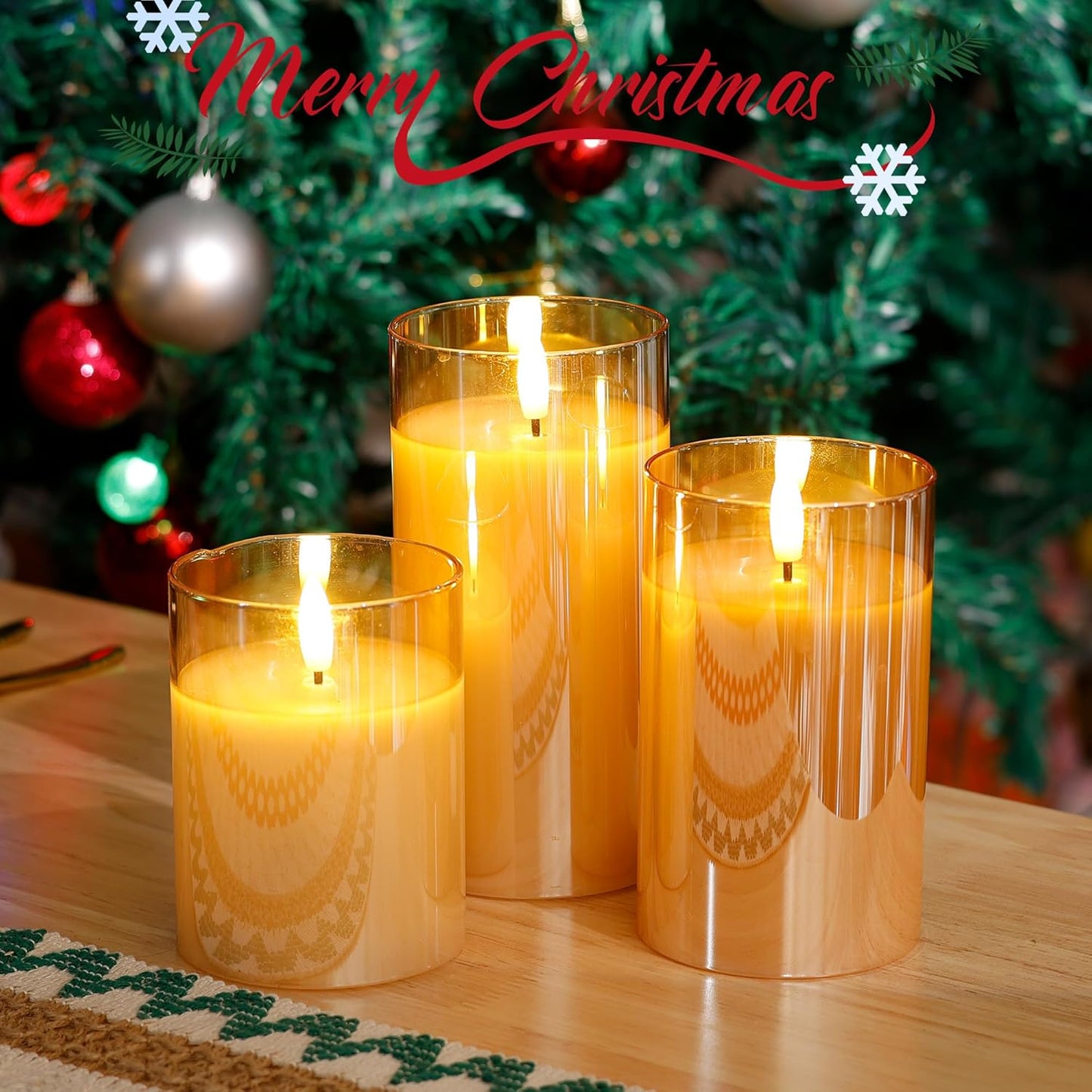 LUSHARBOR Flameless Candles with Remote, 3 Pack Battery Operated Candles Flickering Real Wax LED Fake Pillar Candles with Timer for Wedding Home Party, White