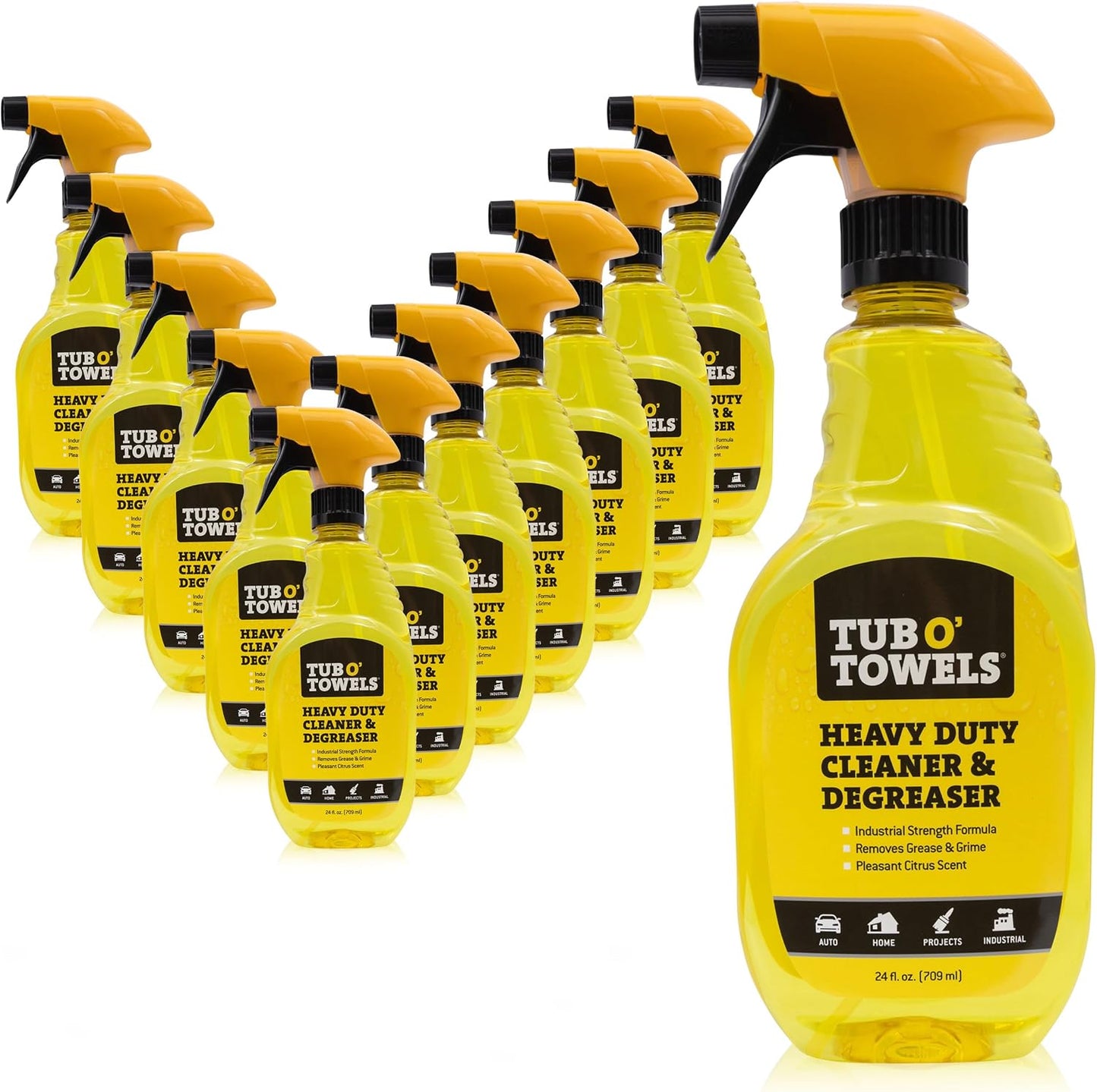 Tub O' Towels Heavy Duty Cleaner and Degreaser Spray Helps in Removing Oil Tar Paint Dirt Caulk Grease Grime Gunk Epoxies, Industrial Strength, Home & Auto, Made In USA, Citrus Scent, 24oz, 2-Pack