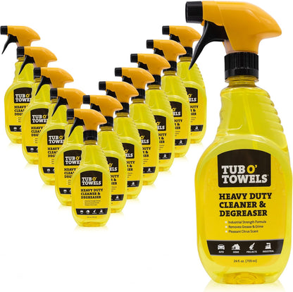 Tub O' Towels Heavy Duty Cleaner and Degreaser Spray Helps in Removing Oil Tar Paint Dirt Caulk Grease Grime Gunk Epoxies, Industrial Strength, Home & Auto, Made In USA, Citrus Scent, 24oz, 2-Pack