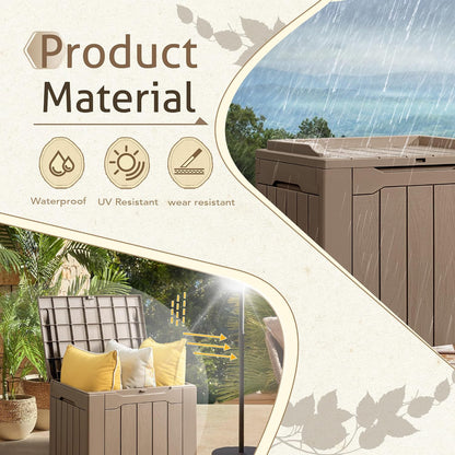 Flamaker Outdoor Storage Box 80 Gallon Resin Waterproof Deck Box Delivery Box with Wood Texture Large Storage Bin for Patio Cushions, (Grey)