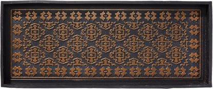 HF by LT Colorado Premium Rubber Boot Tray, 34 x 14 inches, Heavy Duty Vulcanized Rubber Design, One-Piece Seamless Construction, Year Round Use Indoors/Outdoors, Black with Brushed Brass