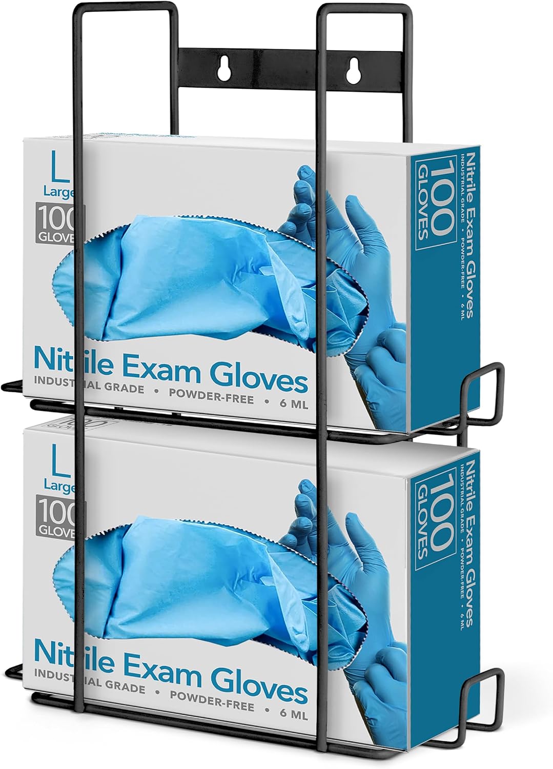 Stock Your Home Black Metal Glove Box Holder Wall Mount for Kitchen, Closet, Lab, Exam, Office, Tissue Shelf