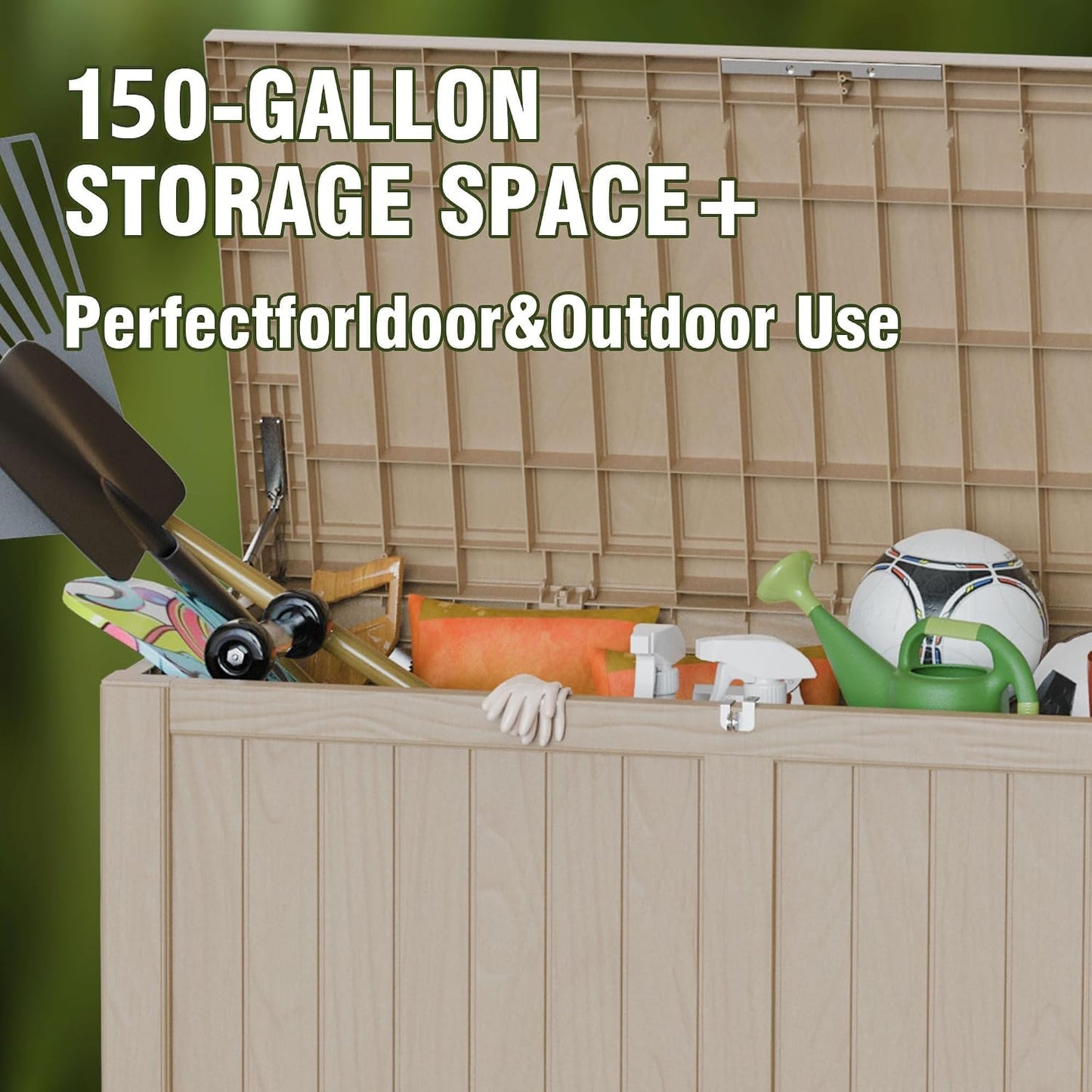 Outdoor Storage Box 325GAL Waterproof Resin Deck Box,Pool Accessories Supplies，UV-Resistant Lockable Package Delivery Bin for Garden Tools,Large Patio Outside Cushions,Chest,Furniture,Black