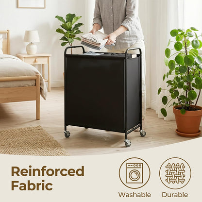 GRANNY SAYS 2 Section 130L Laundry Sorter, Large Laundry Hamper Basket with Wheels and Handles, Durable and Sturdy Rolling Cart for Laundry Room, Hotel, Bedroom, Beige