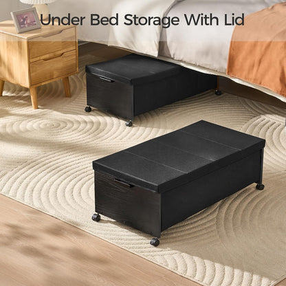 FOUCSSOMEI Under Bed Drawers on Wheels, XXXXL Size, UnderBed Storage with Wheels, Wooden Under Bed Storage, Heavy Duty, Patented Design