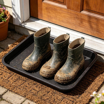 Boot Tray Shoe Mat for Entryway - Waterproof Drip Tray, Rectangular Plastic Plant Saucer for Indoor Outdoor Cowboy Wet Boots Storage Organizer
