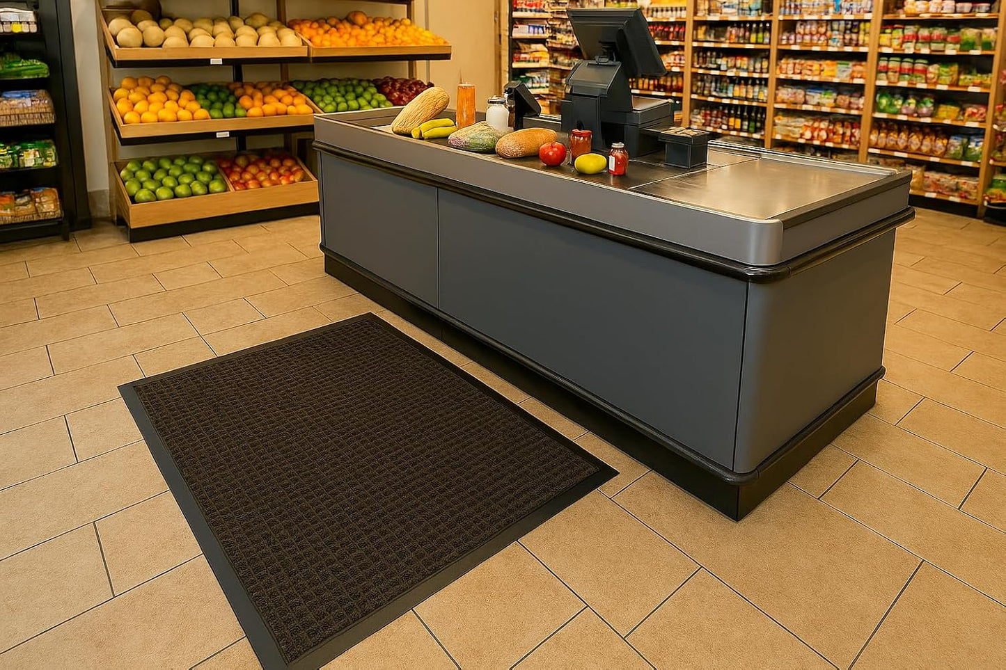 Guardian WaterGuard Indoor/Outdoor Wiper Scraper Floor Mat, Rubber/Nylon, 3'x4', Grey