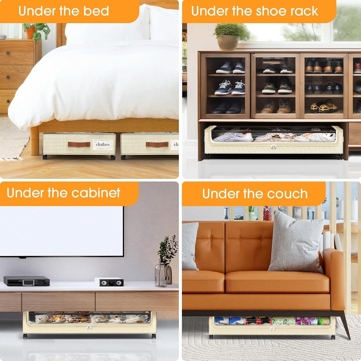 SpaceHacks Under Bed Storage with Wheels 2Pack Storage Containers with Clear Window&Label Under Bed Drawers Rolling Under Bed Storage for Clothes,Shoes, Blankets (30.71 x 16.93 x 6.69 in, Dark Grey)
