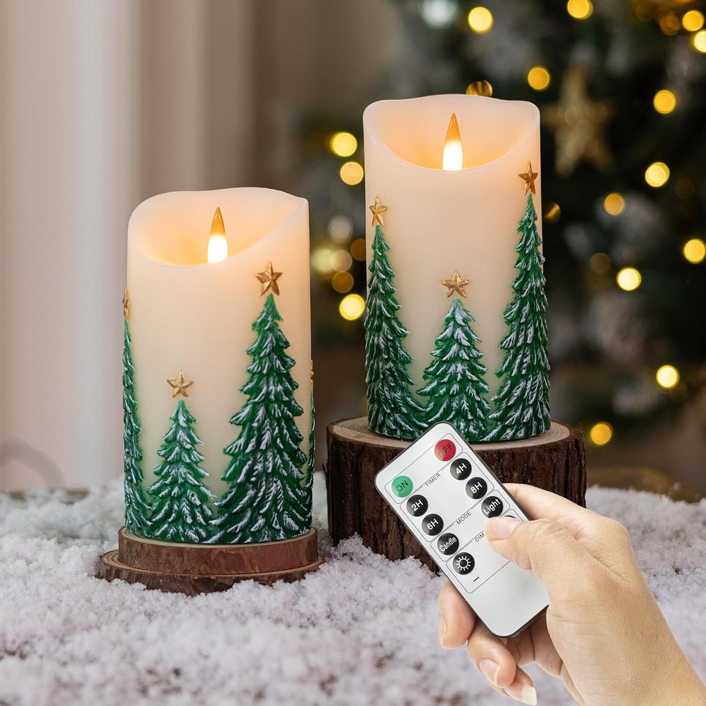 White Flameless Candles Set of 3 (3"x3") Battery Operated LED Pillar Candles with Remote and Timer, Real Wax Flickering Candles for Fireplace Bedroom Living Room Home Decor and Indoor Use