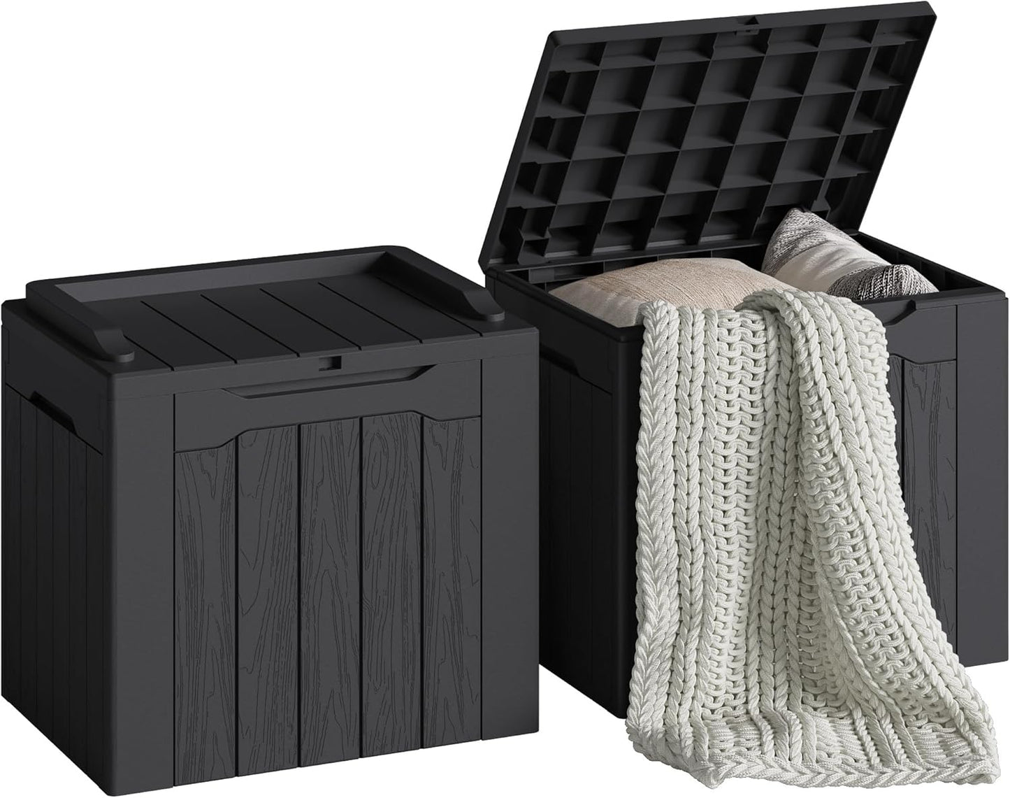 Devoko 30 Gallon Resin Deck Box Waterproof Outdoor Storage Box for Patio Furniture Pool Accessories Indoor Storage for Cushion Garden Tools (30 Gallon, Black)