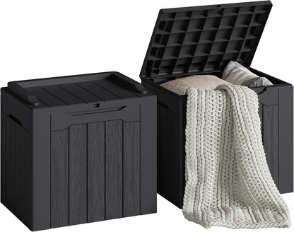 Devoko 30 Gallon Resin Deck Box Waterproof Outdoor Storage Box for Patio Furniture Pool Accessories Indoor Storage for Cushion Garden Tools (30 Gallon, Black)