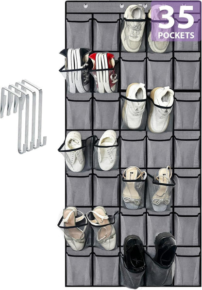 homyfort Over the Door Shoe Organizer, Hanging Shoe Rack Storage Holder with 24 Large Pockets for Closet Door, Men Women Kids Shoes, Cruise (Black)