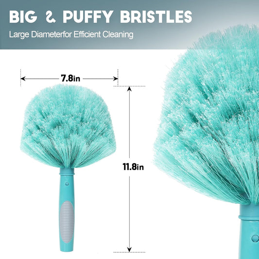 TelesPro 20 Feet High Reach Cobweb Duster with 5-12Ft Extension Pole, Webster Cobweb Duster with 3-Stage Telescopic Aluminum Pole, Spider Web Brush for Outdoor & Indoor Cleaning - Soft Bristles.