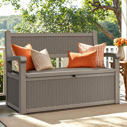 YITAHOME 100 Gallon Large Outdoor Deck Box | Waterproof Resin Storage Box, Lockable Indoor Outdoor Storage Container for Patio Furniture Cushions, Pool Accessories