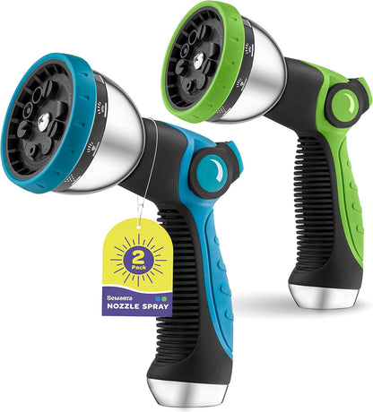 Hose Nozzle [Blue] Heavy Duty Hose Sprayer With 10 Adjustable Watering Patterns. Thumb Control Design, Comfortable Ergonomic Grip, Garden Hose Nozzle for Watering Plants & Lawns/Fun showers/Cleaning