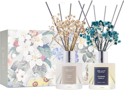 Airkeep Reed Diffuser Set,3.38 fl oz (100 ml) - Clean Linen Oil Diffusers with 8 Reed Sticks,Home Fragrance Reed Diffuser for Bathroom Shelf Decor