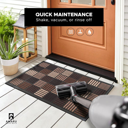 Extra Durable, Superior Absorption, Front Door Mat for Outdoor & Indoor - Welcome Mat for Entryway, Entrance, Patio, Porch - Waterproof, Non-Slip Backing, Coarse Fibers (Scales,17x29)