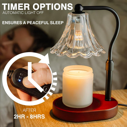 Candle Warmer Lamp – Dimmable Candle Lamp with Timer, Adjustable Height for Jar Candles (Oak)