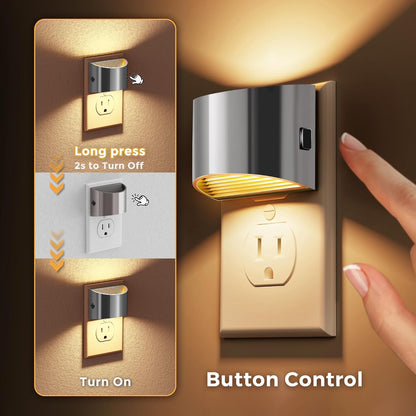 L LOHAS LED Night Lights Plug into Wall 2 Pack, Dusk to Dawn Sensor Nightlight, Brightness Adjustable, 3000K Soft White