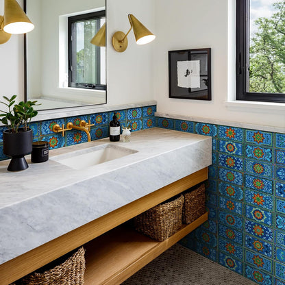 VICCI 32Pcs Tile Decals - Peel and Stick Kitchen Backsplash - Decorative Wall Tiles Stickers 8" x 4" Self-Adhesive Waterproof Removable for Bathroom Cabinets Home DIY Projects Decor