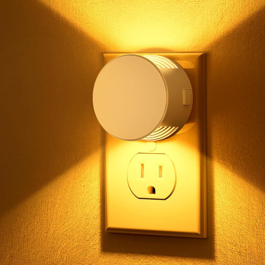 Briignite Night Lights Plug into Wall [2 Pack], White Night Light Dusk to Dawn Sensor Nightlight, Brightness Adjustable 3000K Soft White, Plug in Night Light for Bedroom, Hallway, Stairs, Kitchen
