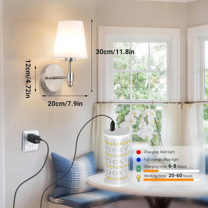 Nekhung Battery Operated Wall Sconces Set of Two, Wireless Battery Wall Light with 10000mAh RGB Dimmable Magnetic Bulb and Remote, Rechargeable Sconce Wall Decor for Bedroom Living Room Hallway