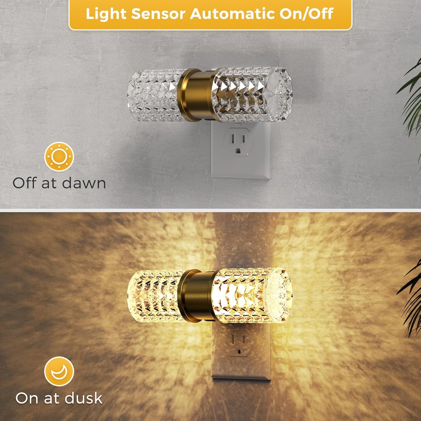 L LOHAS LED Night Light,Dimmable Night Lights Plug into Wall, 2 Pack Acrylic Nightlight with 0-100 LM Adjustable Brightness, 3000K Plug in Night Light with Dusk to Dawn Sensor, for Bathroom Hallway