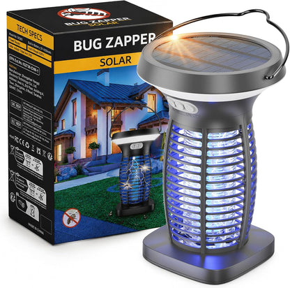 OnBeam Solar Bug Zapper Outdoor, 4200V Electric Mosquito Killer for Patio | Solar & USB-C Charging, IPX5 Waterproof, Auto Mode, SOS Light, Indoor Fly Trap for Home, Backyard, Garden, Camping