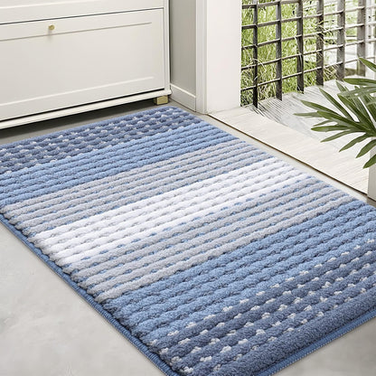 Kitinjoy Indoor Outdoor Door Mat, 32x20 Non-Slip Absorbent Dirt Trapper, Low-Profile Washable Inside Entrance Front Floor Mat, Sturdy Soft Entry Doormats for Entryway, Grey